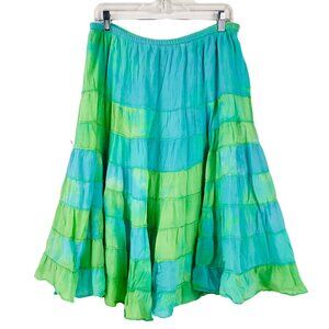 Phool 100% Cotton Tiered Broomstick Skirt Size Large Hippie Bohemian Fairy
